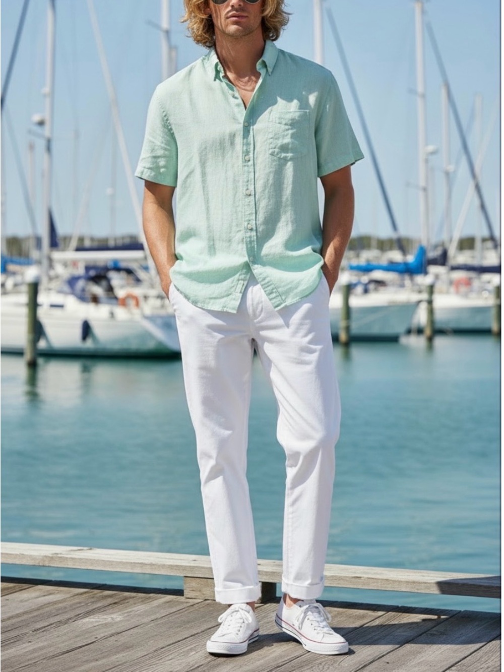 J. Crew Pale Blue Short-Sleeve Linen Button-Down Shirt